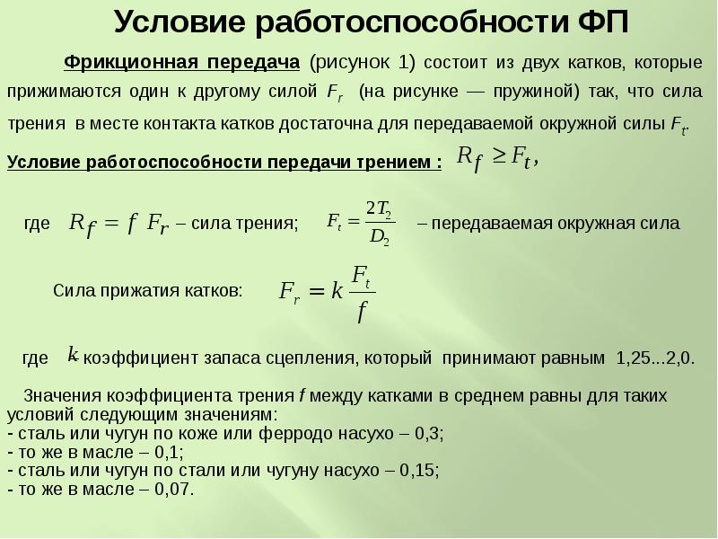 Условия передачи