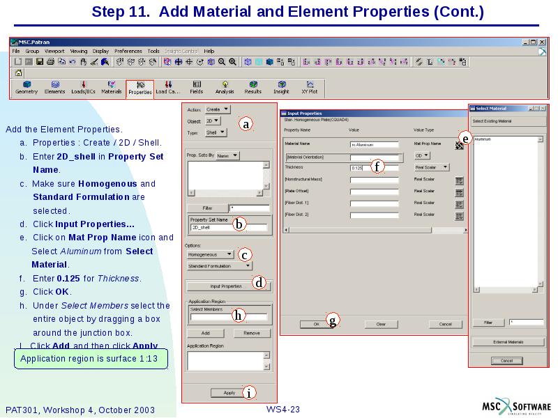 Step 11. Add Material and Element Properties (Cont.) Add the Element