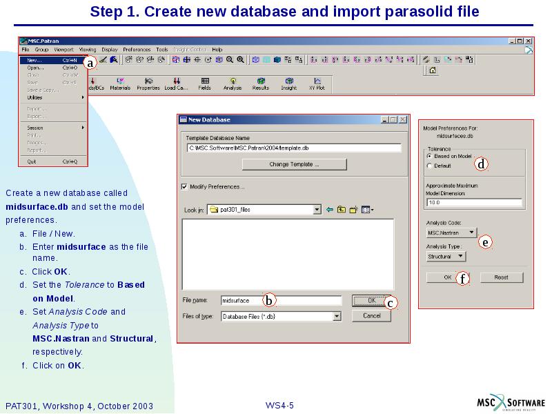 Step 1. Create new database and import parasolid file Create a
