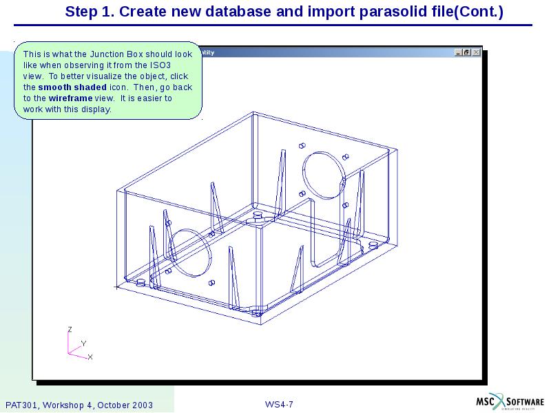 Step 1. Create new database and import parasolid file(Cont.)