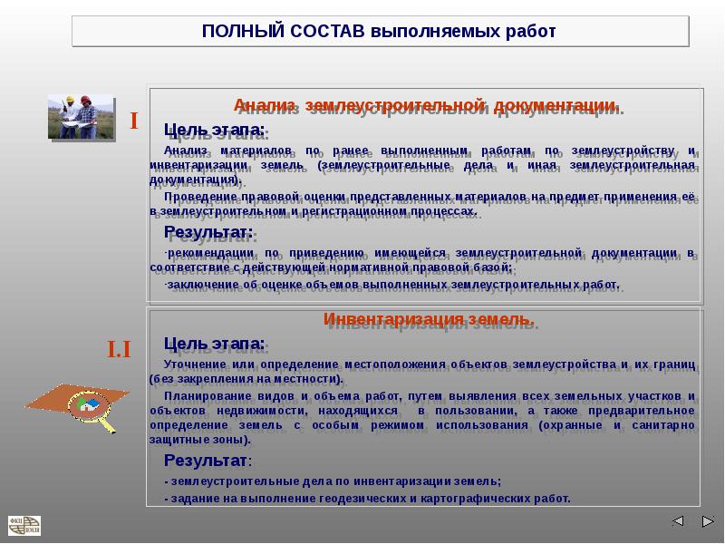 Состав выполняемых работ