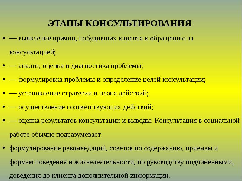 Анализ консультации. Этапы социального консультирования. Консультирование, этапы консультирования. Этапы консультирования в социальной работе. Этапы консультирования клиента.