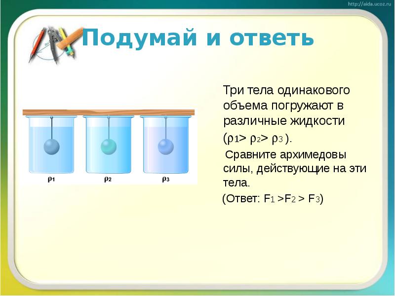 Шарики одинакового объема сделанные из алюминия. Три формулы архимедовой силы. Архимедова сила f1. Архимедова сила формула. Формула расчета архимедовой силы.