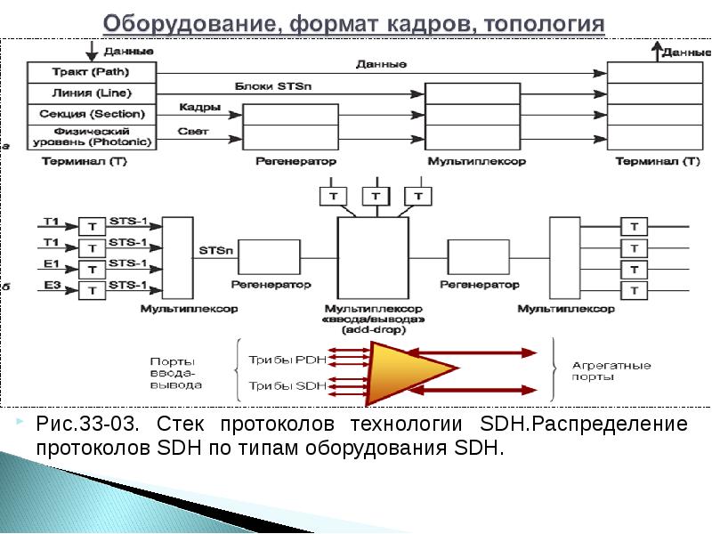 Протоколы распределения. Принцип технологии SDH. Типы оборудования SDH. Стек протоколов SDH. Оборудование сети SDH.