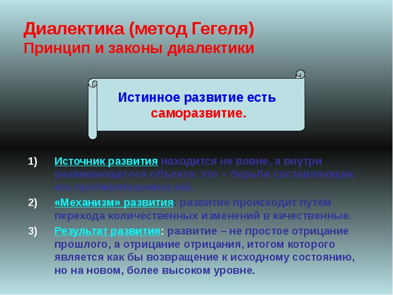 Метод гегеля. Законы диалектики Гегеля.