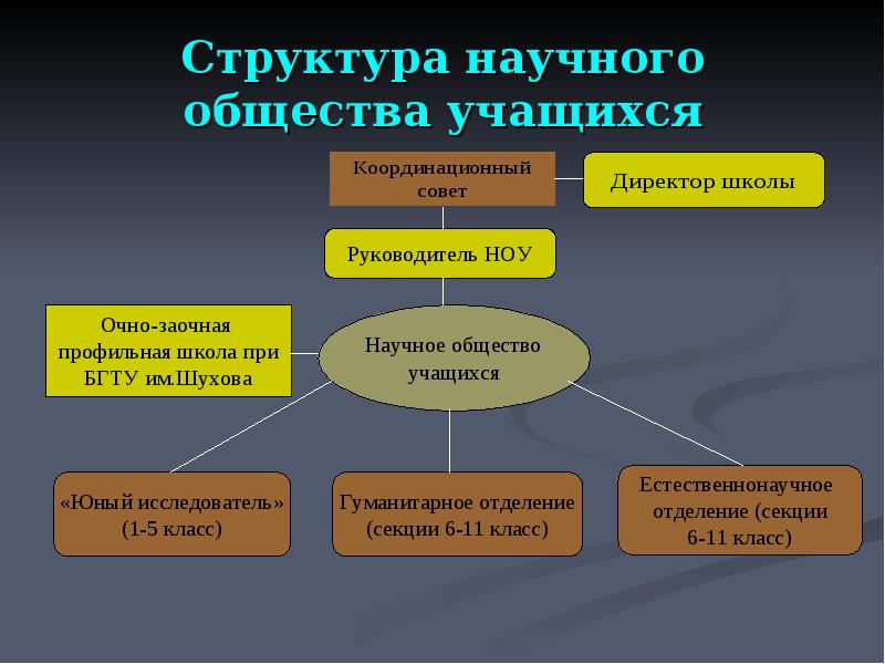 План работы научного общества учащихся