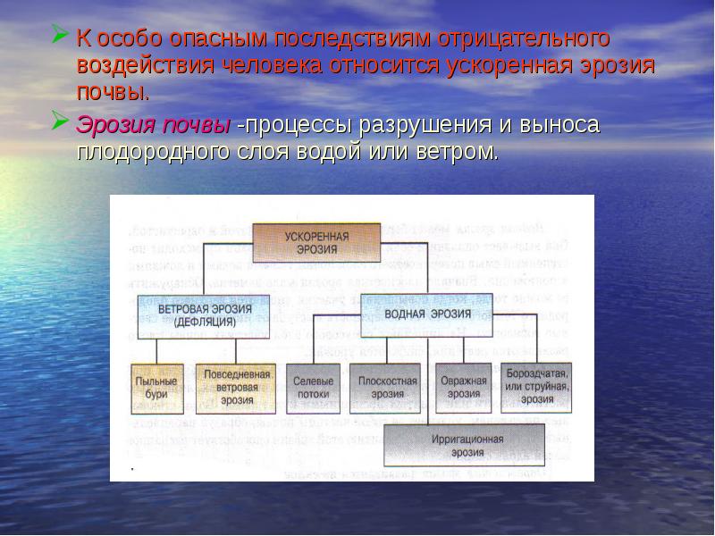 Влияние на человека загрязнение окружающей среды. Особо опасные последствия воздействия человека на почвы. Последствия эрозии почв. Особо опасные виды загрязнений.. Влияние человека на эрозию.