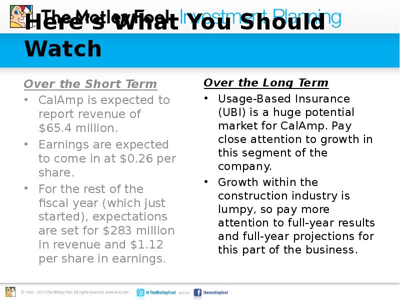 Here’s What You Should Watch
Over the Short Term
CalAmp is Here’s What You Should Watch
Over the Short Term
CalAmp is
