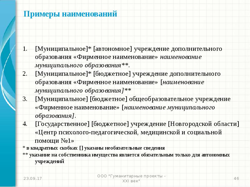 Наименование муниципального образования что нужно написать образец