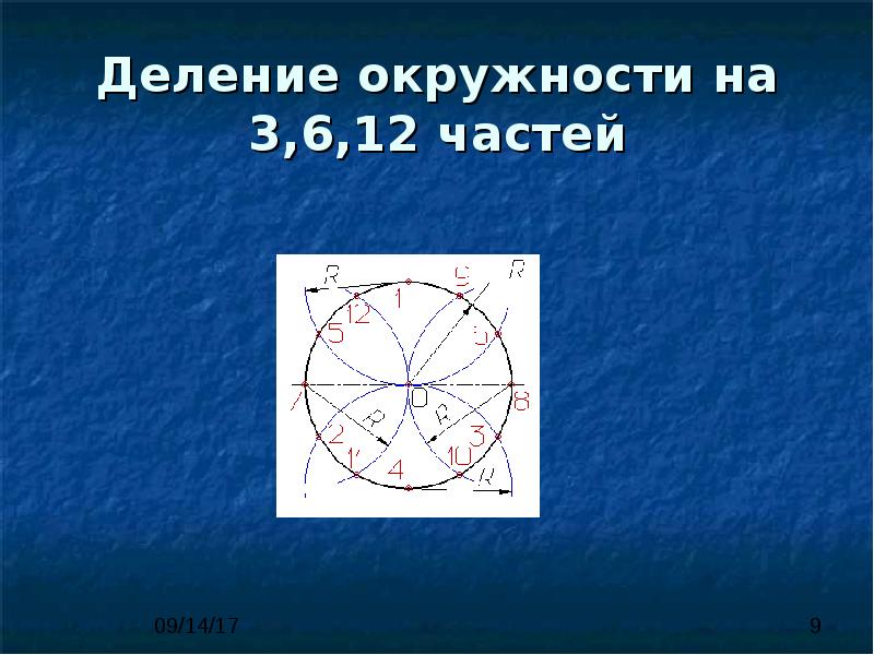 Деление окружности на 3,6,12 частей