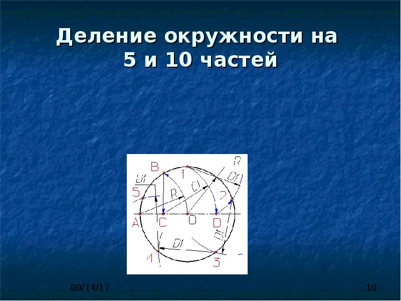 Деление окружности на  5 и 10 частей