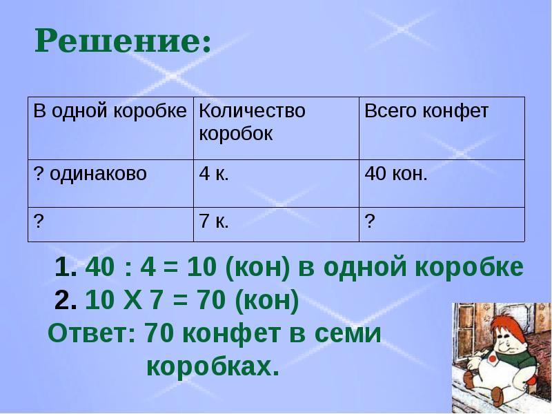 1 Класс в коробке 7 конфет 3 кон. Т.рр.кон ответ.