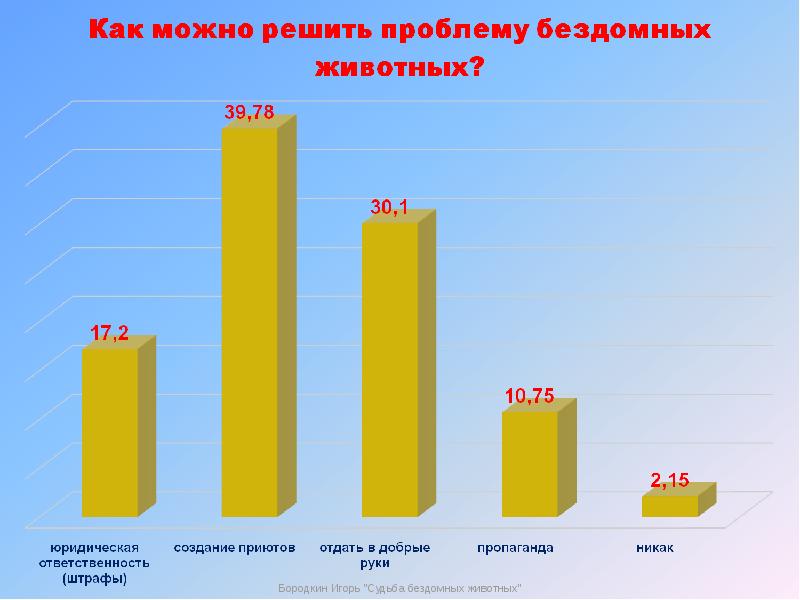 Диаграмма бездомных животных