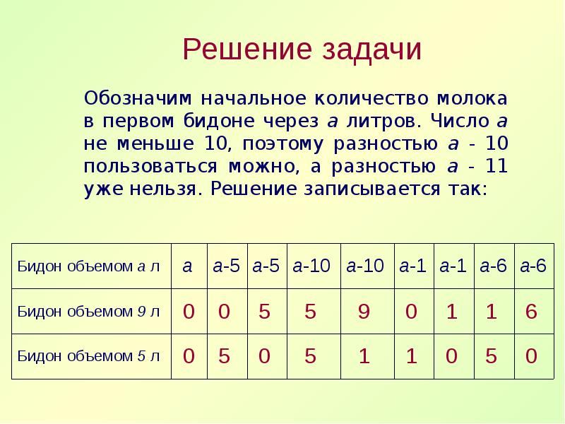 Презентация задачи на переливание 5 класс с ответами и решением