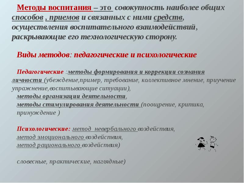 Средства воспитания это совокупность приемов. Метод воспитания это совокупность. Прогрессивные виды технологий. Методы формирования сознания личности.