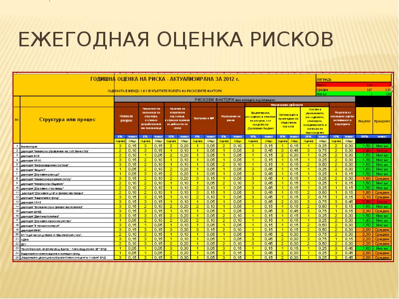 Отчет о рисках образец