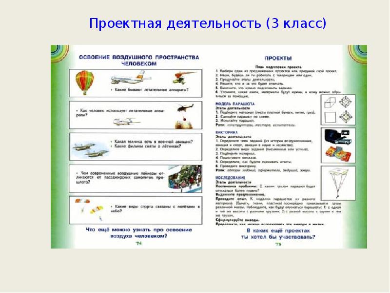 Освоение воздушного пространства человеком 3 класс проект