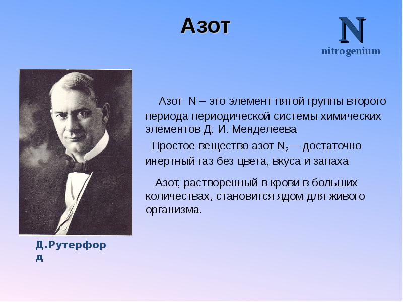 Азот какой запах. Азот какой запах