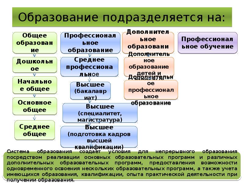 Общее образование подразделяется на