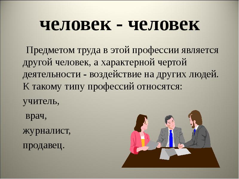 Человек человек и другие типы. Человек человек профессии. Человек человек предмет труда. Человек-человек презентация. Проект человек человек профессии.