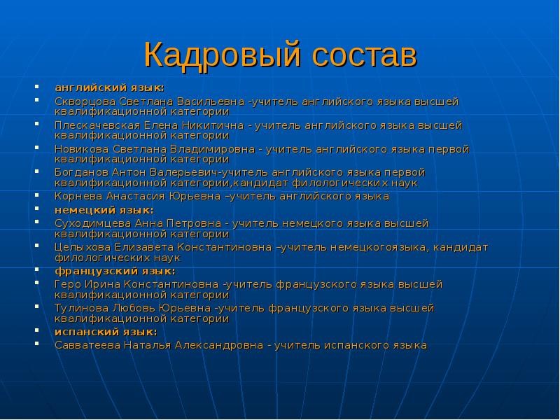 Состав по английски. Кадровый состав английского языка. Кадровый состав языковой школы.