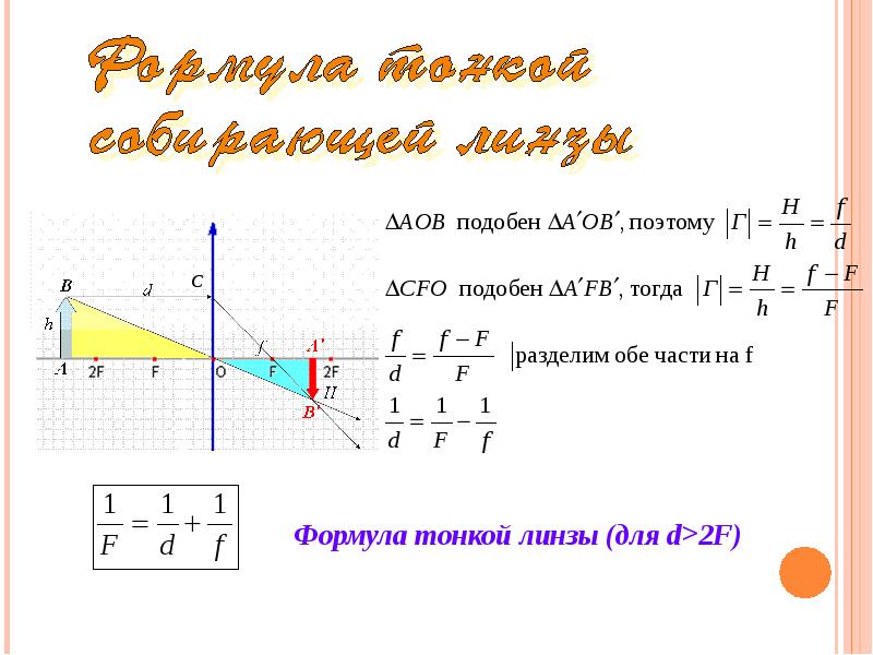 Формула тонкой линзы решение задач 8 класс презентация