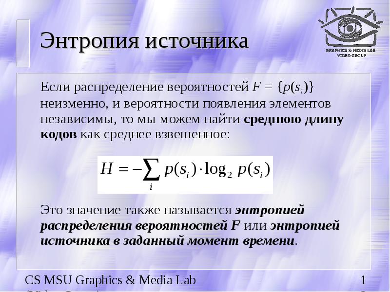 Вероятность появления символов