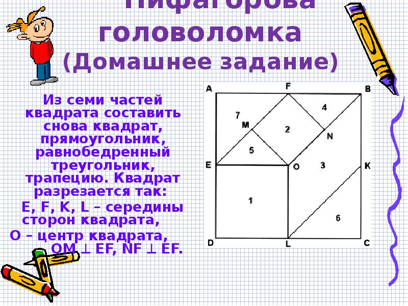 Составьте квадратное. Пифагорова головоломка. Прямоугольник Пифагора. Теорема Пифагора прямоугольник квадрат. Пифагор головоломка прямоугольник.