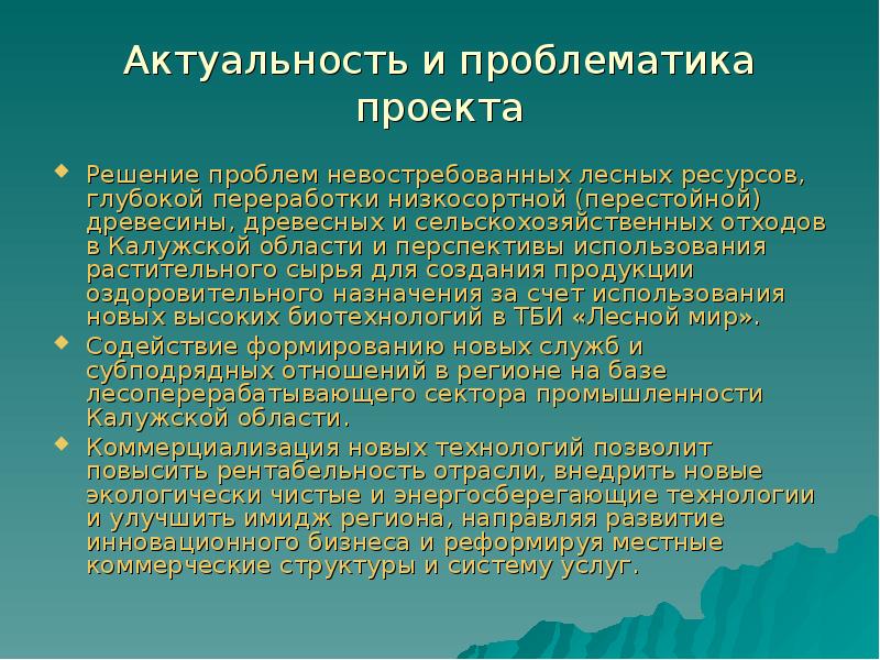 Проблематика в проекте это