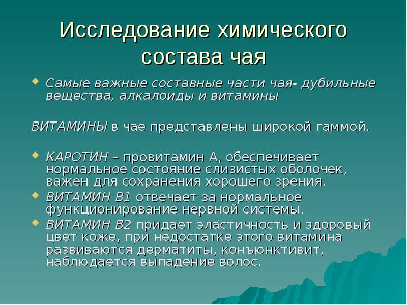 Исследование химического состава чая проект