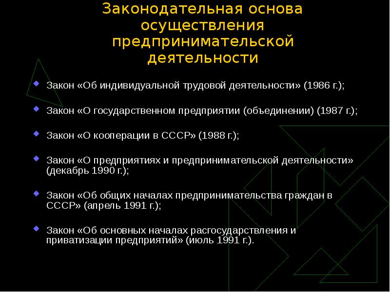 Закон деятельности. Принятие закона об индивидуальной трудовой деятельности. Закон об индивидуальной трудовой деятельности 1986. Принятие закона об общих началах предпринимательства в СССР. Закон об индивидуальной трудовой деятельности 1988 г.