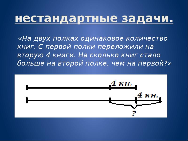 Первый станет вторым а второй первым. Нестандартные задачи. Книги на двух полках. Нетиповые задачи. Задачи про книжные полки.