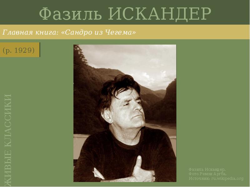 Фазиль ИСКАНДЕР
Главная книга: «Сандро из Чегема» Фазиль ИСКАНДЕР
Главная книга: «Сандро из Чегема»