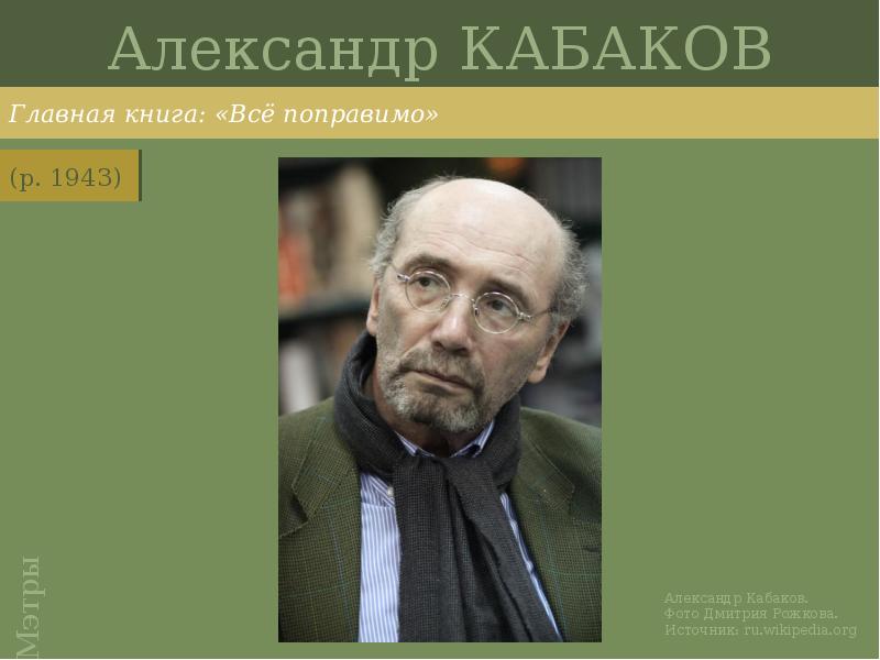 Александр КАБАКОВ
Главная книга: «Всё поправимо» Александр КАБАКОВ
Главная книга: «Всё поправимо»