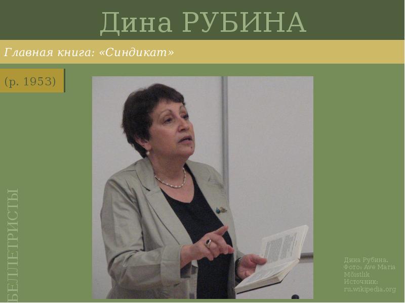 Дина РУБИНА
Главная книга: «Синдикат» Дина РУБИНА
Главная книга: «Синдикат»