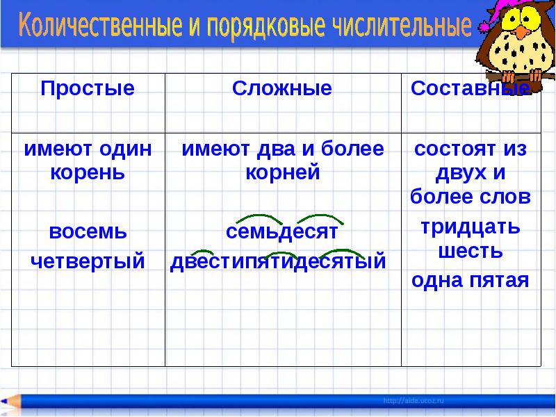 Простые составные и сложные числительные 6 класс