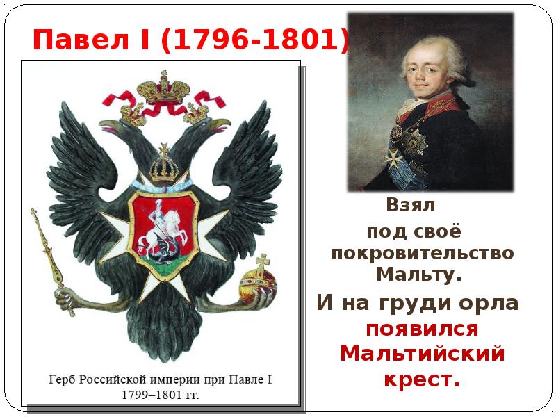 Российская империя при павле 1 тест. Герб при Павле i (1796-1801).