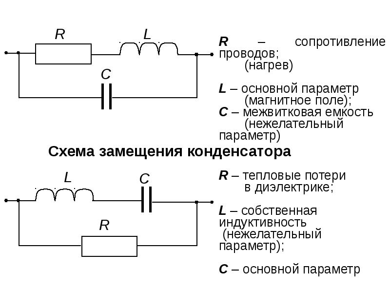 Схема замещения катушки индуктивности