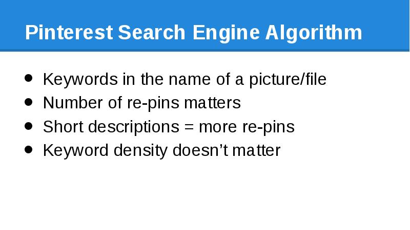 Pinterest Search Engine Algorithm Keywords in the name of a picture/file