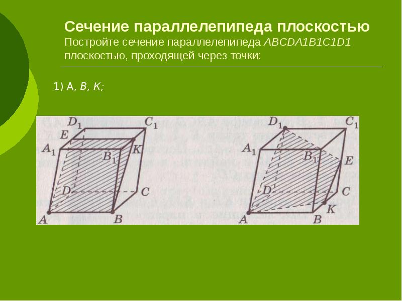 Виды сечений параллелепипеда