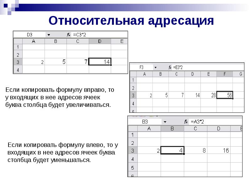 Относительная адресация презентация