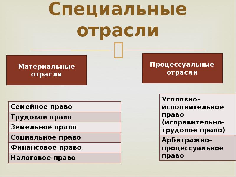 Специальные отрасли. Специальные отрасли права. Специальные отрасли права примеры. Базовые специальные и комплексные отрасли права.