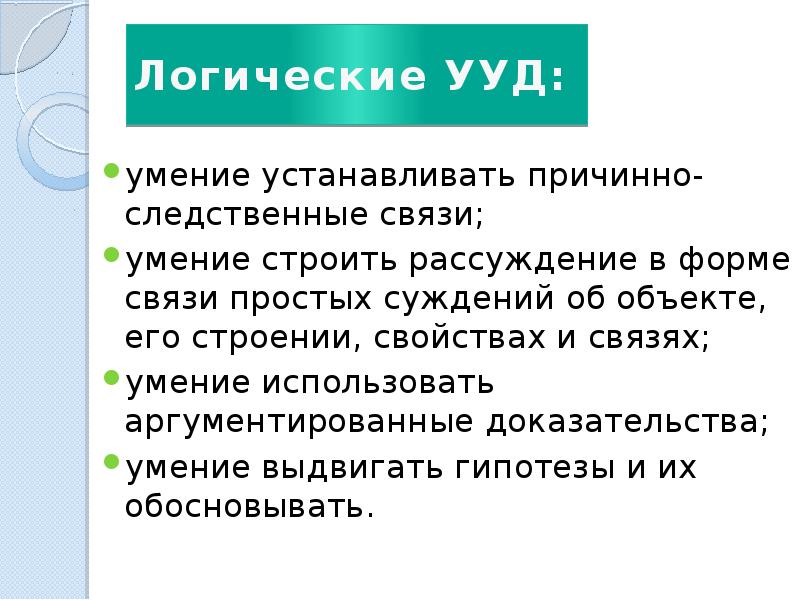 Навыки связей. Логические УУД. Строить рассуждения в форме связи простых суждений об объекте. Доказательство умения. В связи с навыками.