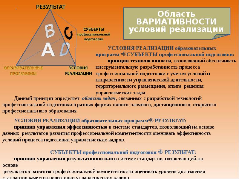 Кадров дал политикам. Концептуальный подход к разработке программы подготовки. Учебно профессиональные задачи. Область стандартизации. Принципы профессиональной программы обучения.