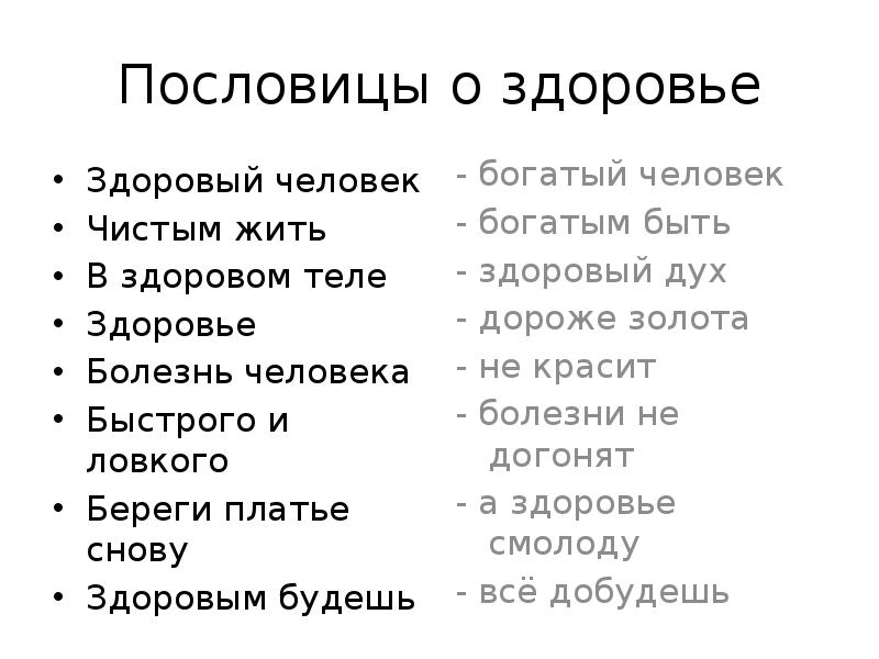 Пословицы о здоровье