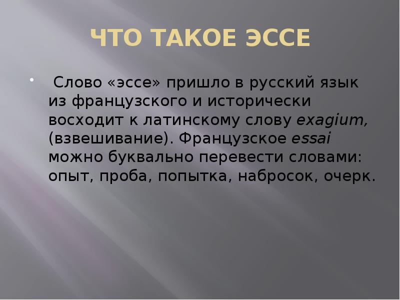 Эссе что такое проект