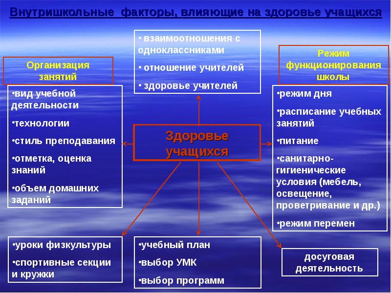 Особенности здоровья обучающегося. Влияние учебного процесса на здоровье школьников. Факторы риска внутришкольной среды. Факторы риска внутришкольной среды для здоровья обучающихся. Здоровьесберегающая организация учебного процесса.