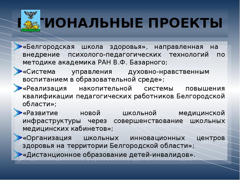 Национальные проекты белгородской области