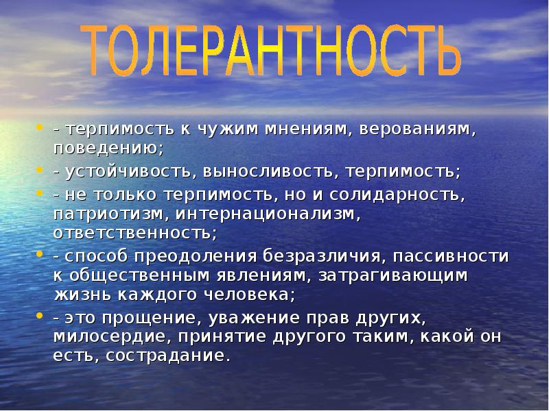 Терпимость к чужому мнению называется