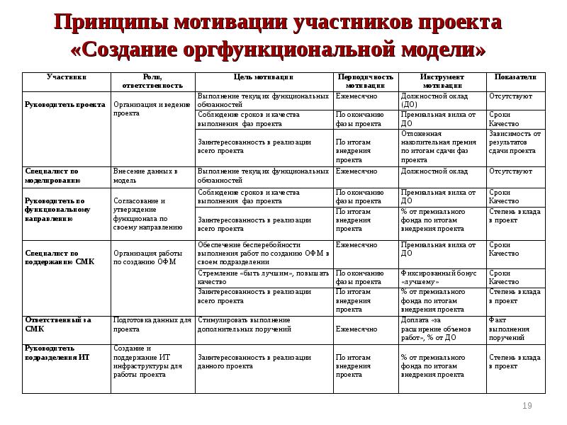 Организация системы стимулирования и мотивации участников команды проекта